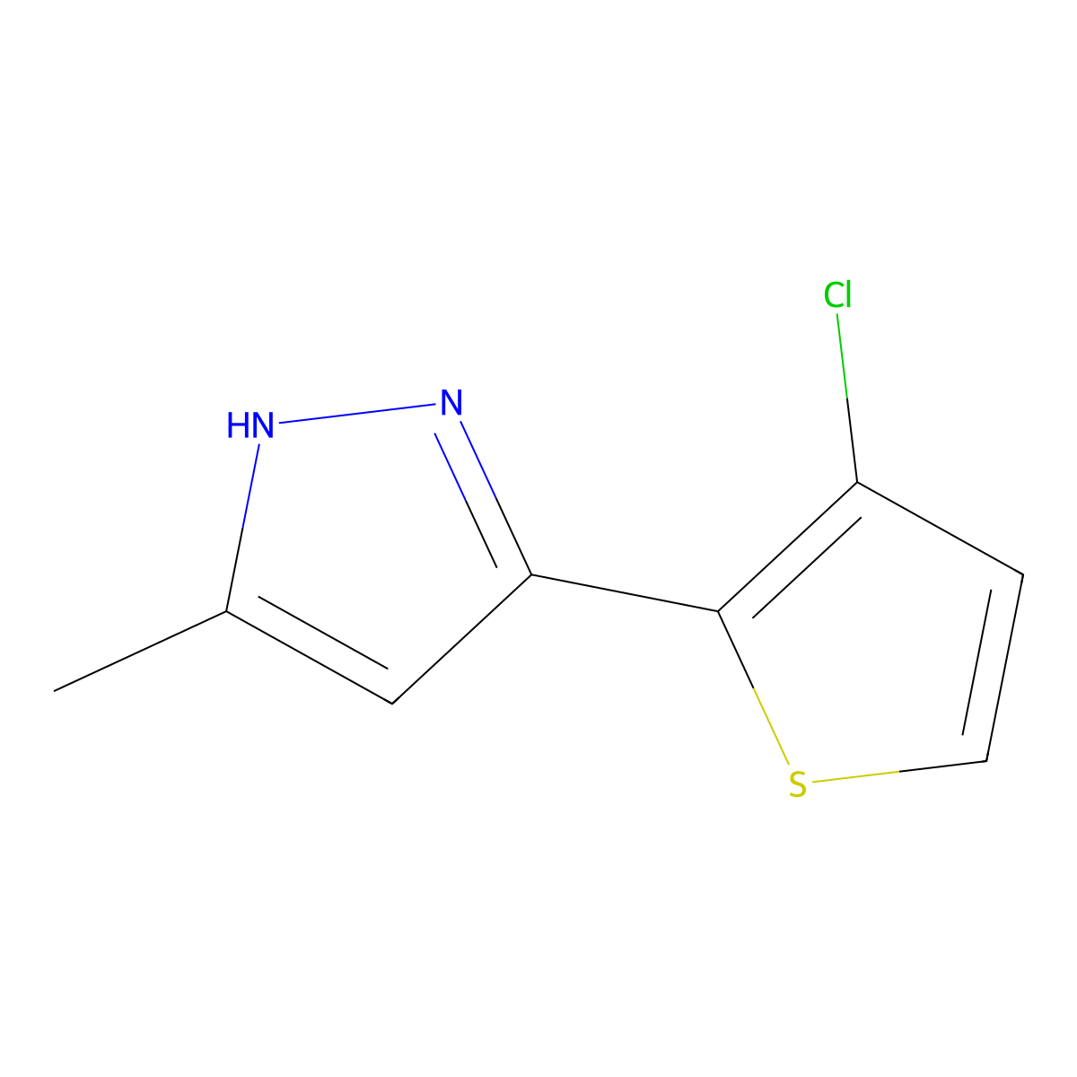3-(3-chlorothiophen-2-yl)-5-methyl-1H-pyrazole molecular structure, CAS 1025025-95-9