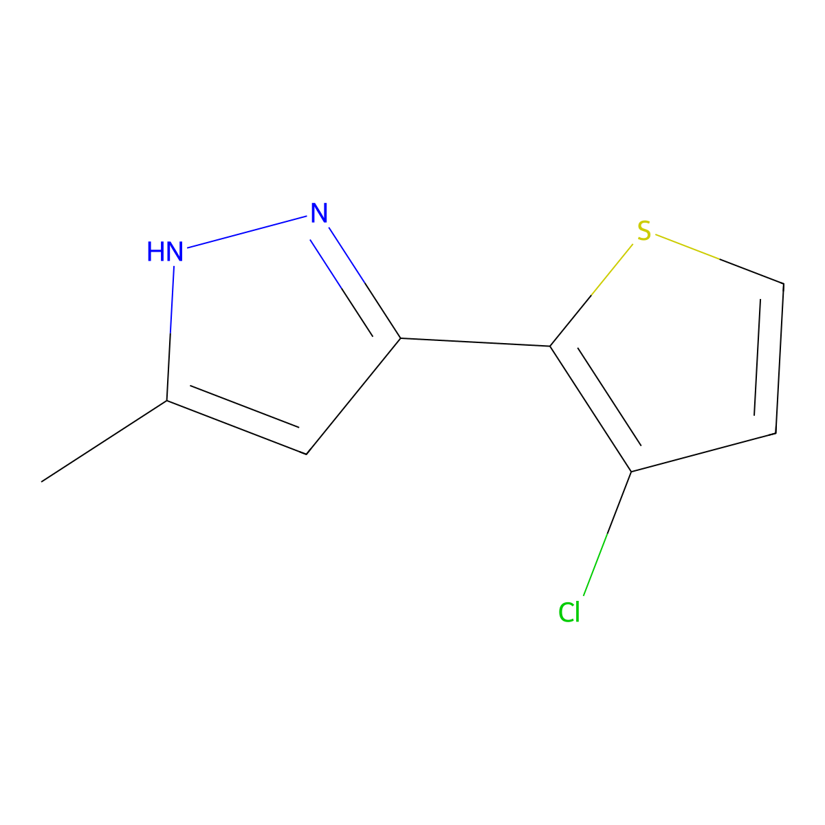 3-(3-chlorothiophen-2-yl)-5-methyl-1H-pyrazole molecular structure, CAS 1025025-95-9
