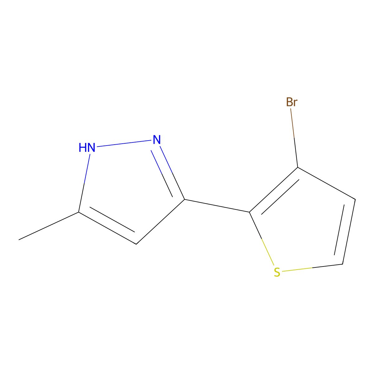3-(3-bromothiophen-2-yl)-5-methyl-1H-pyrazole molecular structure, CAS 1025026-54-3