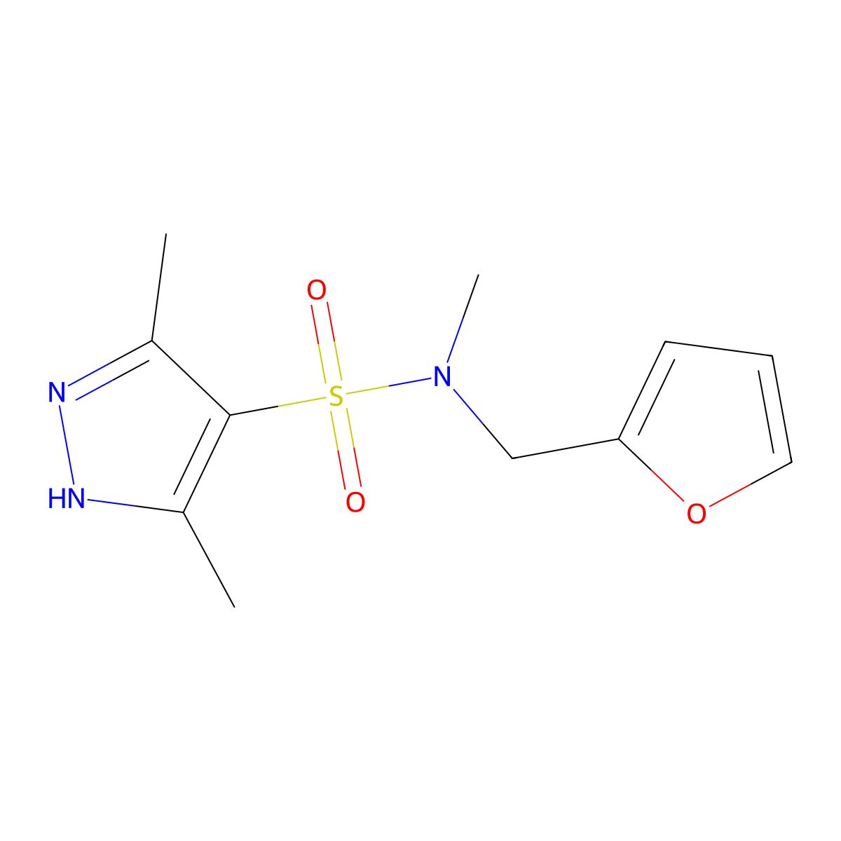 N-(furan-2-ylmethyl)-N,3,5-trimethyl-1H-pyrazole-4-sulfonamide molecular structure, CAS 1025026-55-4
