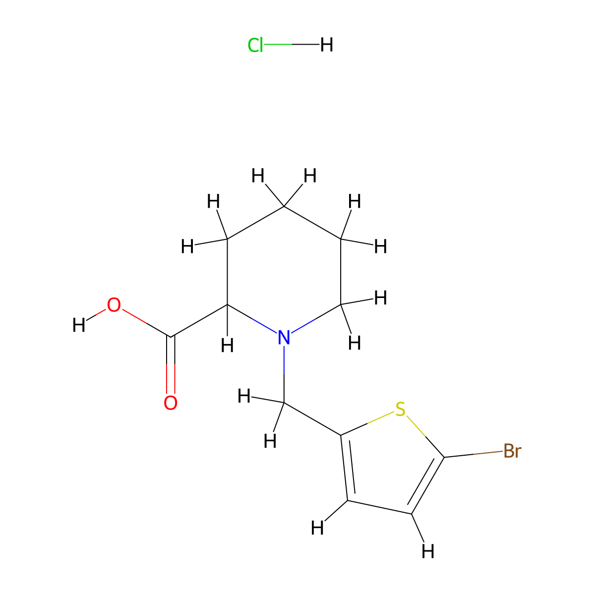1-[(5-Bromothiophen-2-yl)methyl]piperidine-2-carboxylic acid hydrochloride molecular structure, CAS 1025029-95-1