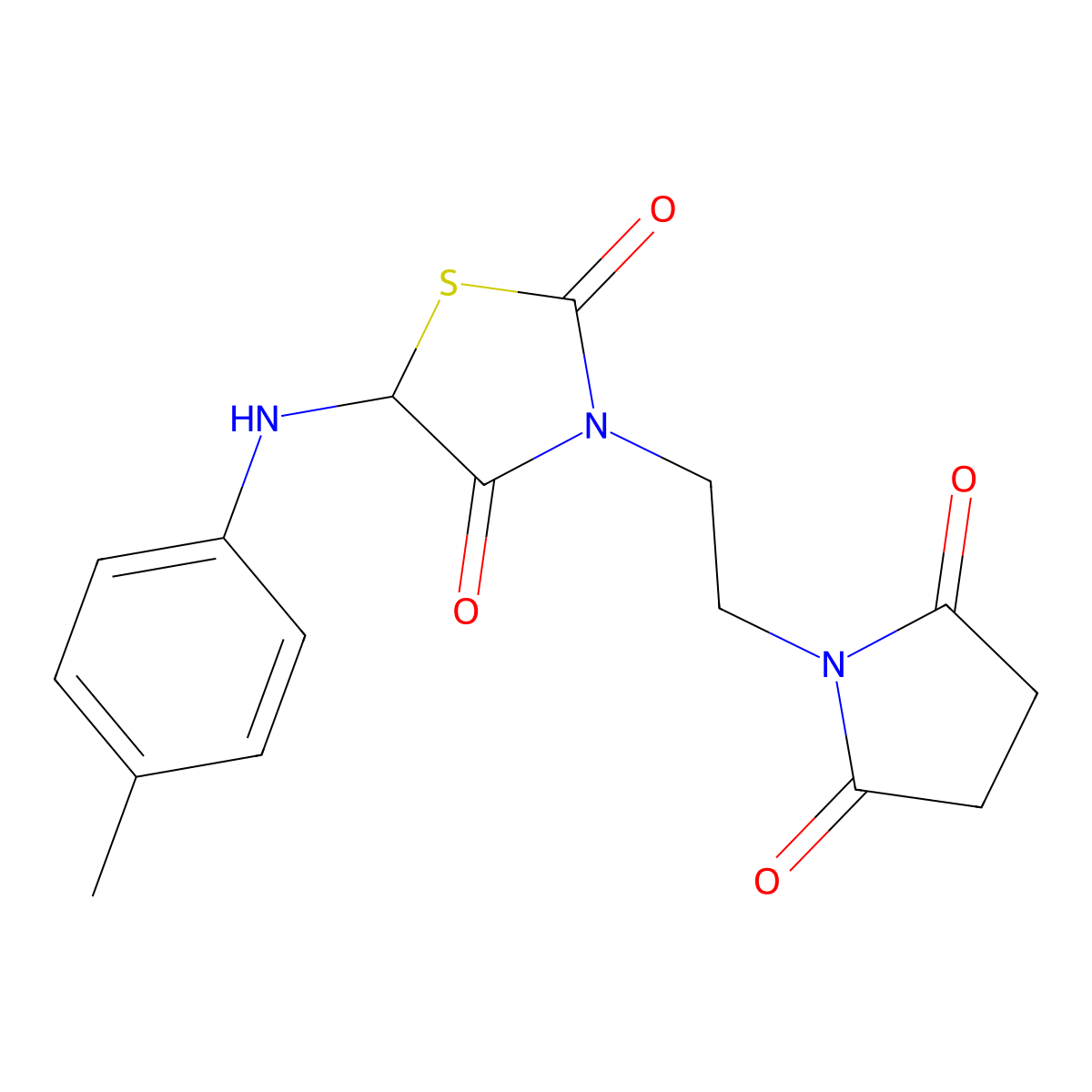 3-(2-(2,5-Dioxopyrrolidin-1-yl)ethyl)-5-(p-tolylamino)thiazolidine-2,4-dione molecular structure, CAS 1025031-50-8