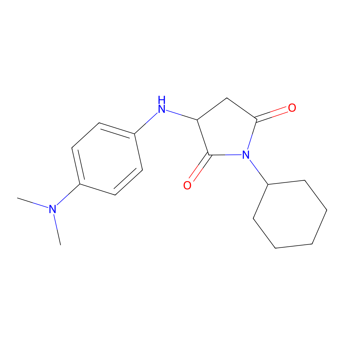 1-Cyclohexyl-3-((4-(dimethylamino)phenyl)amino)pyrrolidine-2,5-dione molecular structure, CAS 1025032-07-8