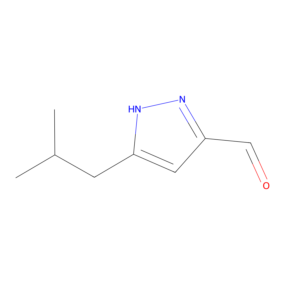 5-Isobutyl-1H-pyrazole-3-carbaldehyde molecular structure, CAS 1025032-18-1