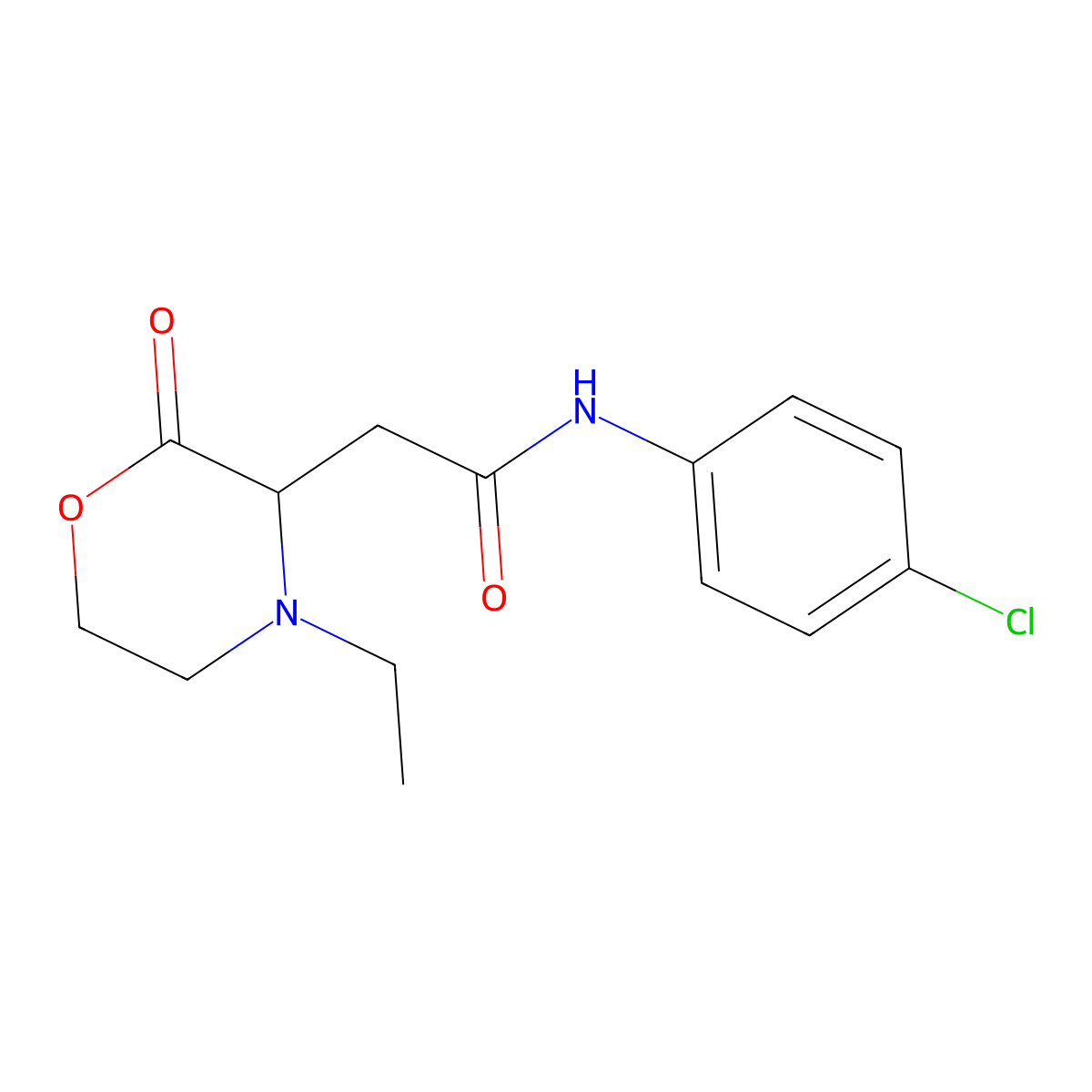 N-(4-chlorophenyl)-2-(4-ethyl-2-oxomorpholin-3-yl)acetamide molecular structure, CAS 1025032-22-7