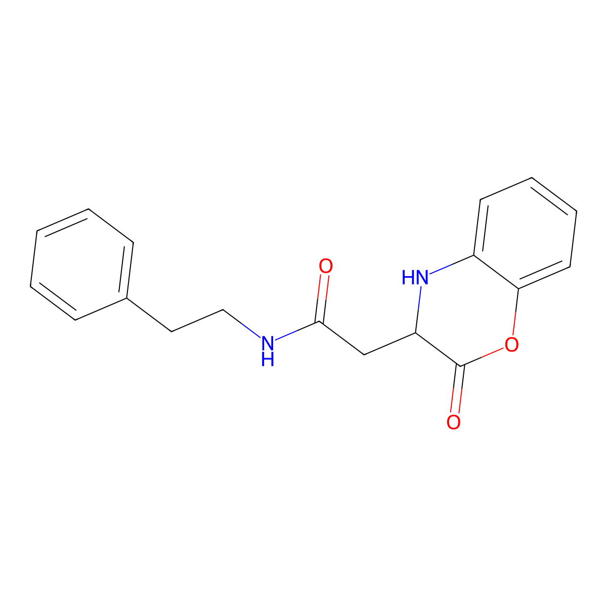 2-(2-oxo-3,4-dihydro-2H-1,4-benzoxazin-3-yl)-N-(2-phenylethyl)acetamide molecular structure, CAS 1025032-28-3