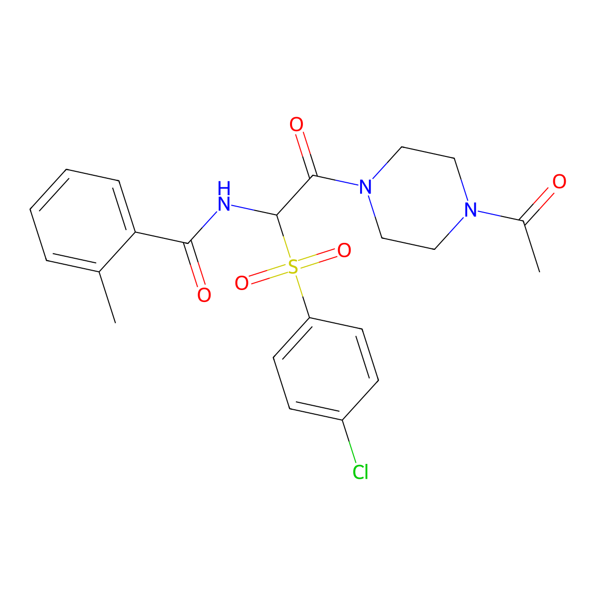 N-[2-(4-Acetylpiperazin-1-YL)-1-(4-chlorobenzenesulfonyl)-2-oxoethyl]-2-methylbenzamide molecular structure, CAS 1025033-26-4