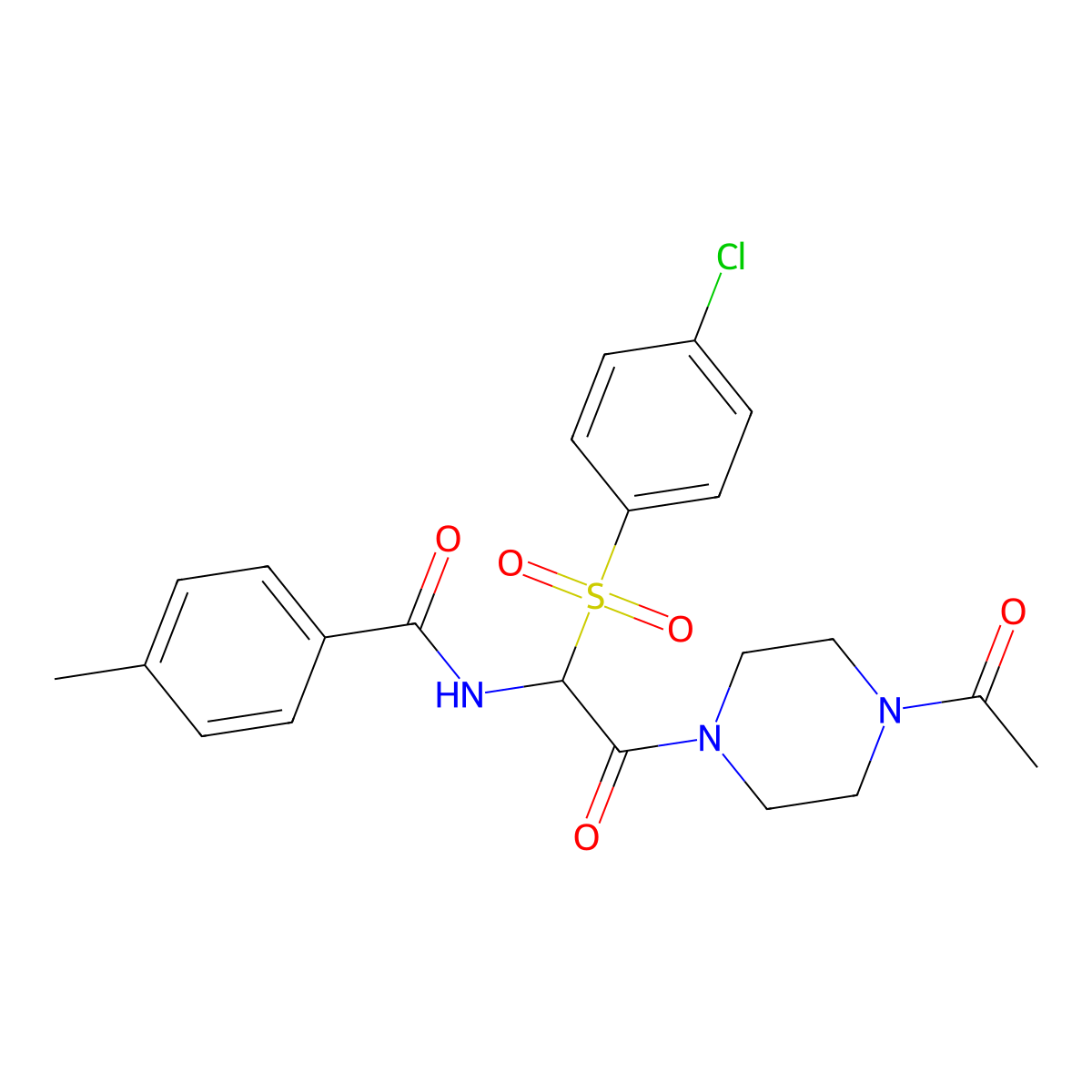 N-[2-(4-Acetylpiperazin-1-YL)-1-(4-chlorobenzenesulfonyl)-2-oxoethyl]-4-methylbenzamide molecular structure, CAS 1025033-31-1