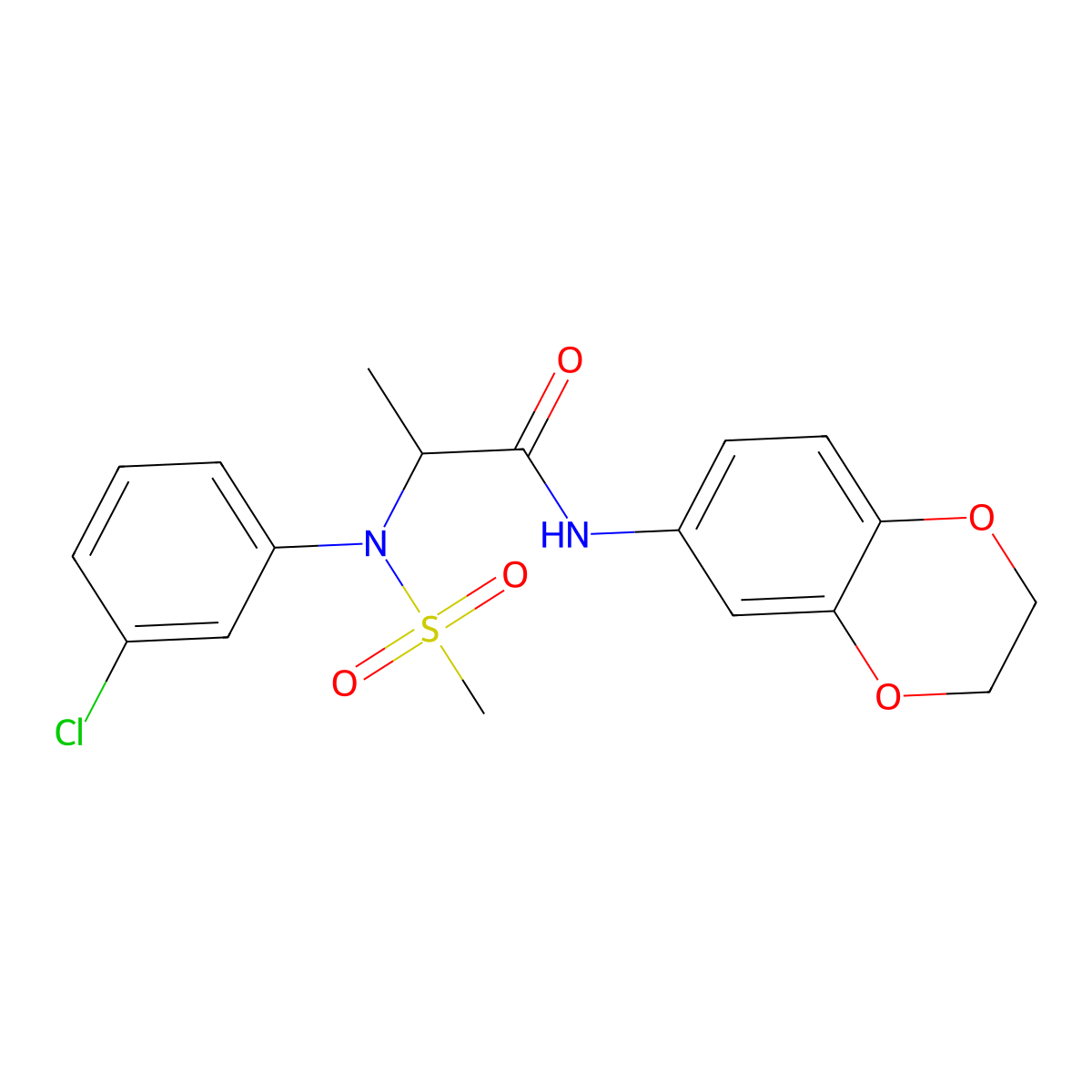 N~2~-(3-chlorophenyl)-N-(2,3-dihydro-1,4-benzodioxin-6-yl)-N~2~-(methylsulfonyl)alaninamide molecular structure, CAS 1025037-16-4
