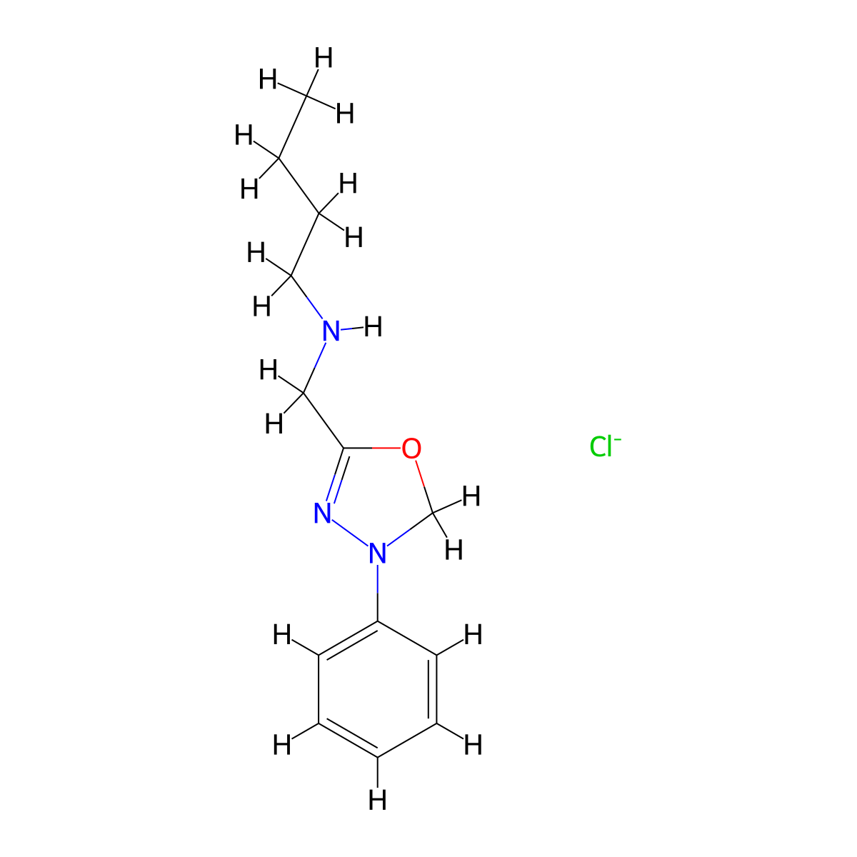 delta(sup 4)-1,2,4-Oxadiazoline, 5-((butylamino)methyl)-3-phenyl-, hydrochloride molecular structure, CAS 102504-33-6