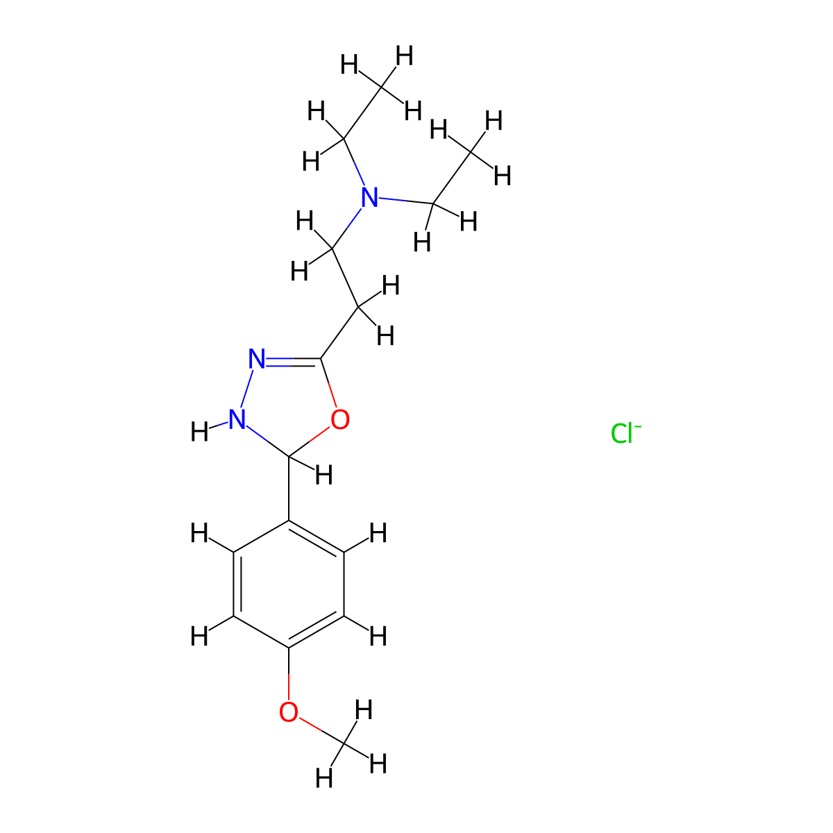 delta(sup 4)-1,2,4-Oxadiazoline, 5-(2-(diethylamino)ethyl)-3-(p-methoxyphenyl)-, hydrochloride molecular structure, CAS 102504-35-8