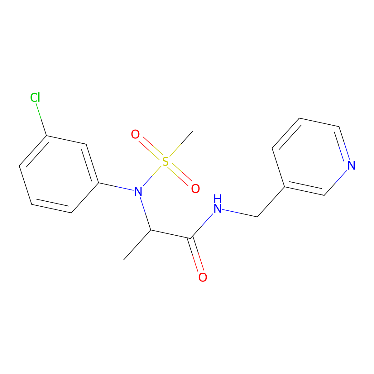 N~2~-(3-chlorophenyl)-N~2~-(methylsulfonyl)-N-(pyridin-3-ylmethyl)alaninamide molecular structure, CAS 1025056-84-1
