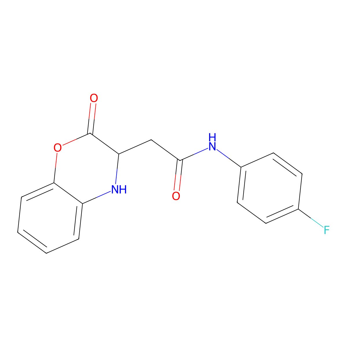 N-(4-fluorophenyl)-2-(2-oxo-3,4-dihydro-2H-1,4-benzoxazin-3-yl)acetamide molecular structure, CAS 1025057-54-8