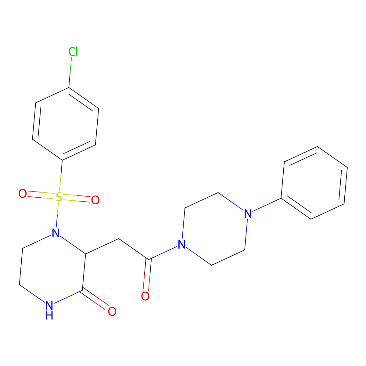 4-[(4-Chlorophenyl)sulfonyl]-3-[2-oxo-2-(4-phenylpiperazin-1-yl)ethyl]piperazin-2-one molecular structure, CAS 1025057-64-0