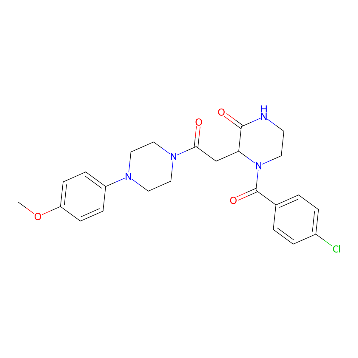 4-(4-chlorobenzoyl)-3-{2-[4-(4-methoxyphenyl)piperazino]-2-oxoethyl}tetrahydro-2(1H)-pyrazinone molecular structure, CAS 1025057-76-4