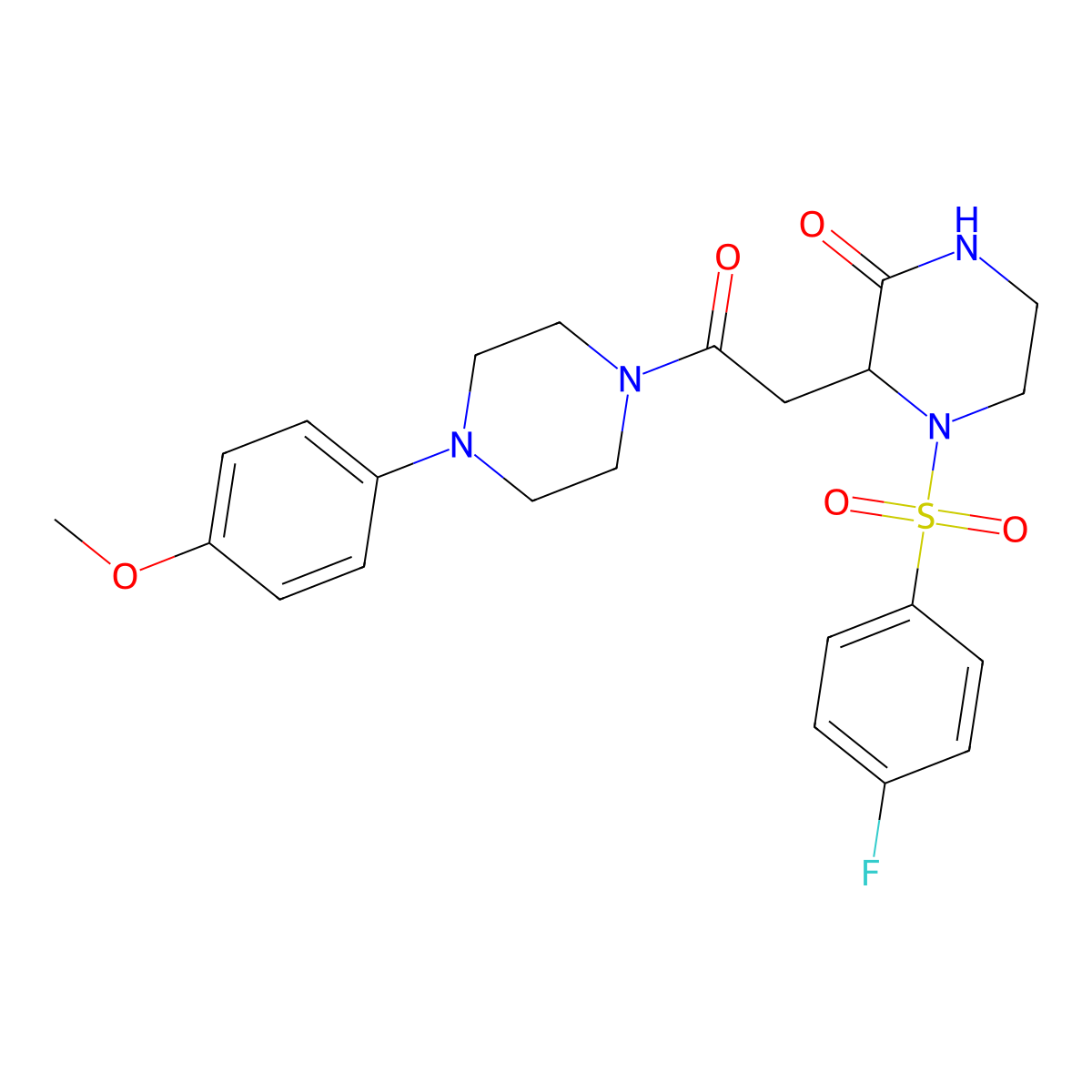 4-[(4-Fluorophenyl)sulfonyl]-3-{2-[4-(4-methoxyphenyl)piperazin-1-yl]-2-oxoethyl}piperazin-2-one molecular structure, CAS 1025057-81-1