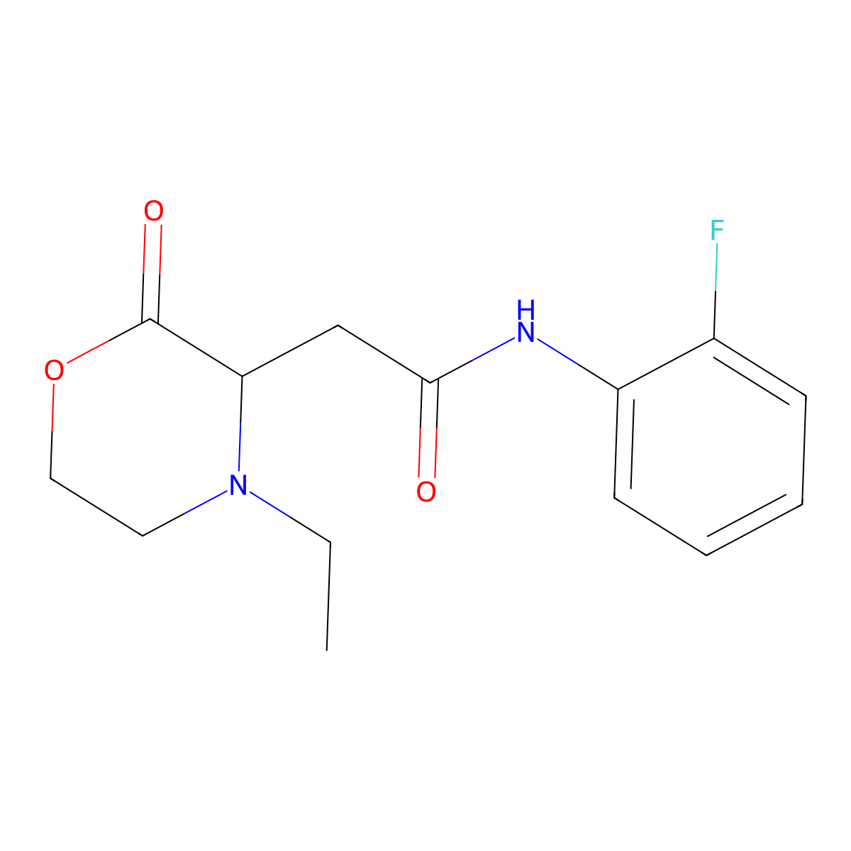 2-(4-ethyl-2-oxomorpholin-3-yl)-N-(2-fluorophenyl)acetamide molecular structure, CAS 1025057-84-4