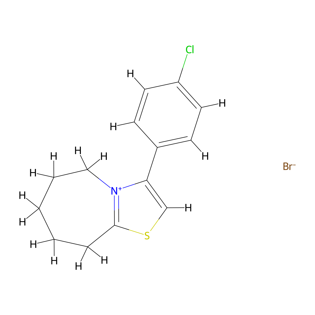 3-(4-Chlorophenyl)-6,7,8,9-tetrahydro-5H-thiazolo[3,2-a]azepin-4-ium bromide molecular structure, CAS 1025058-83-6