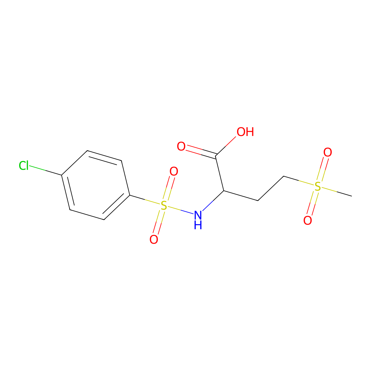 2-(4-Chlorobenzenesulfonamido)-4-methanesulfonylbutanoic acid molecular structure, CAS 1025058-88-1