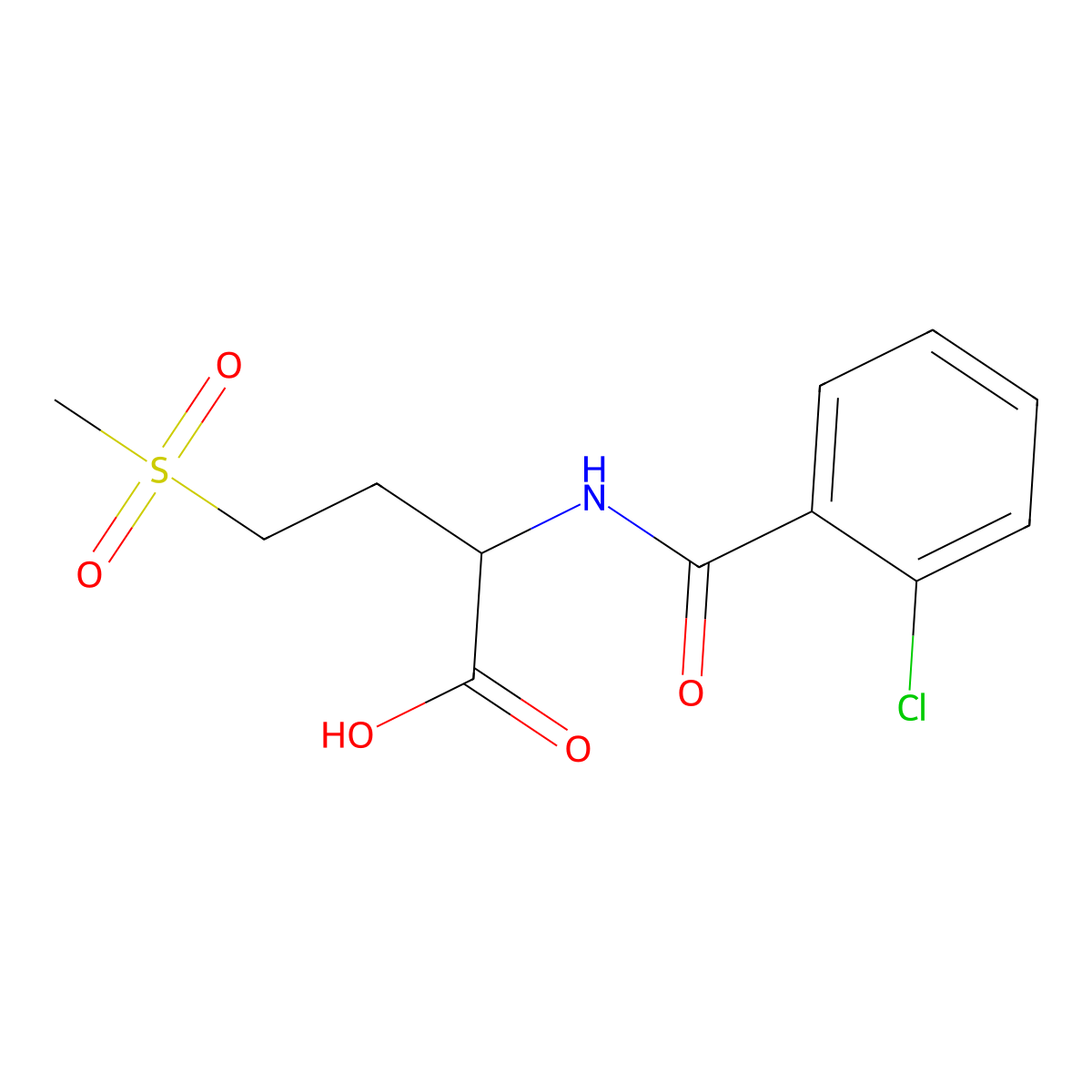 2-(2-Chlorobenzamido)-4-(methylsulfonyl)butanoic acid molecular structure, CAS 1025058-89-2