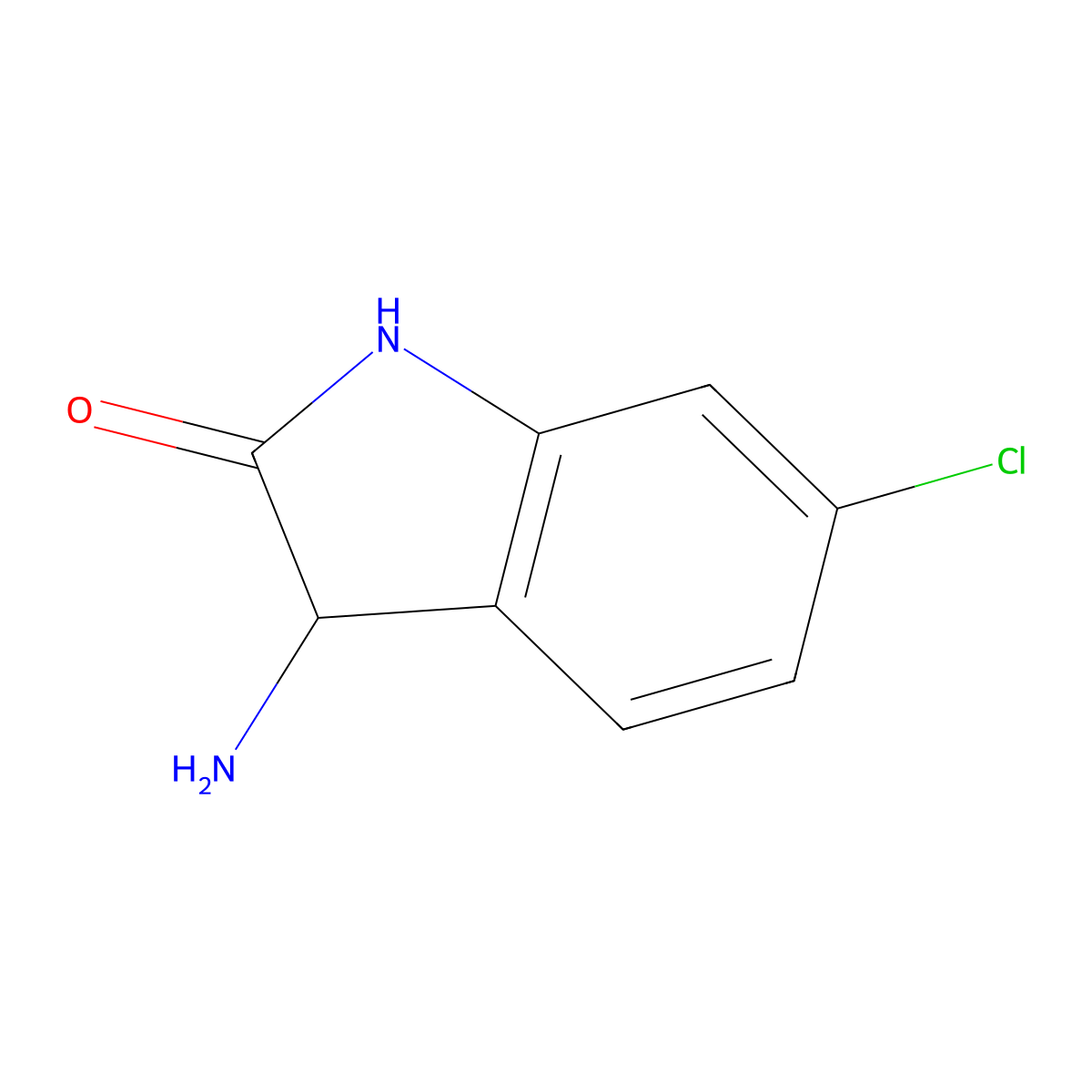 3-Amino-6-chloro-1,3-dihydro-2H-indol-2-one molecular structure, CAS 1025059-06-6