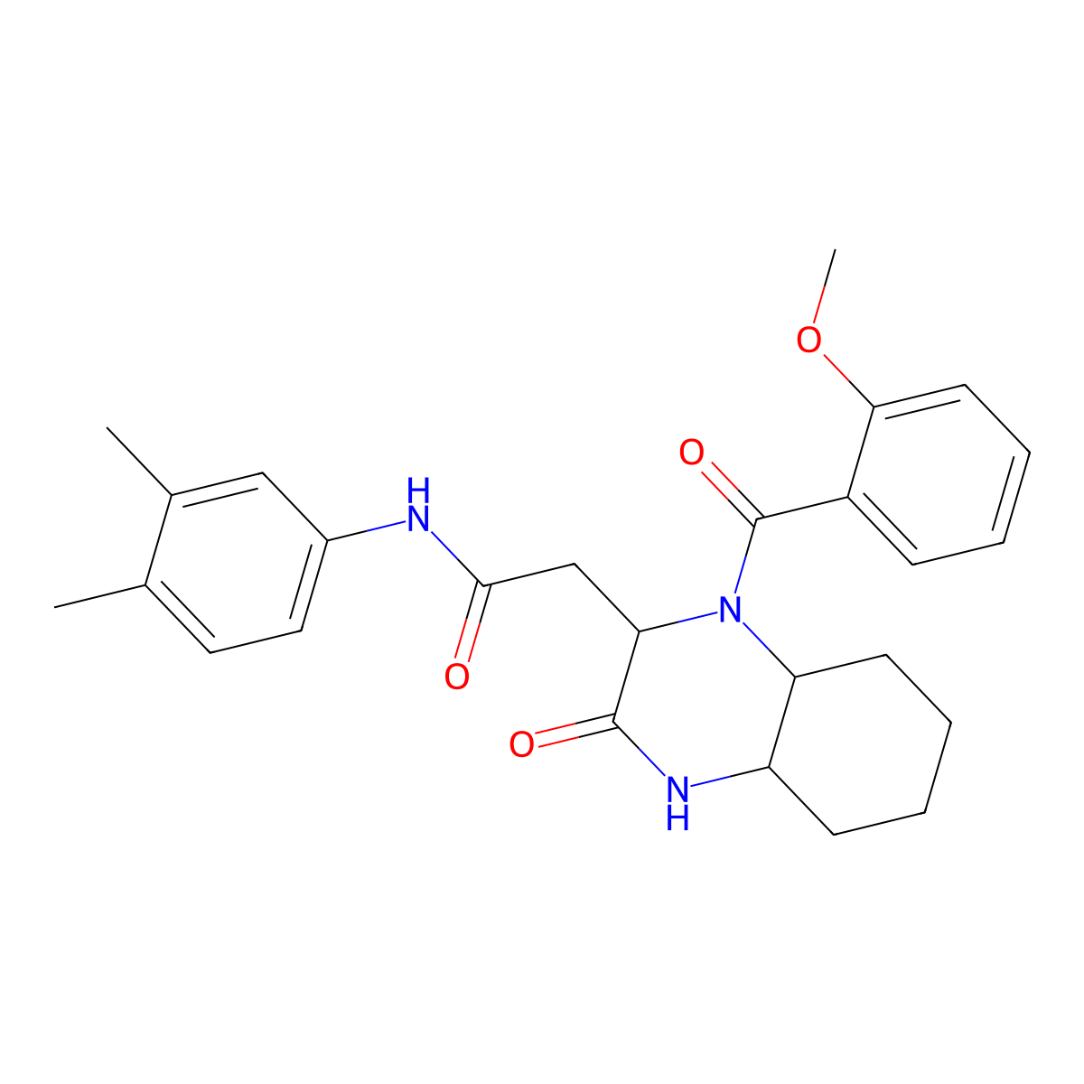 N-(3,4-dimethylphenyl)-2-{1-[(2-methoxyphenyl)carbonyl]-3-oxodecahydroquinoxalin-2-yl}acetamide molecular structure, CAS 1025062-31-0