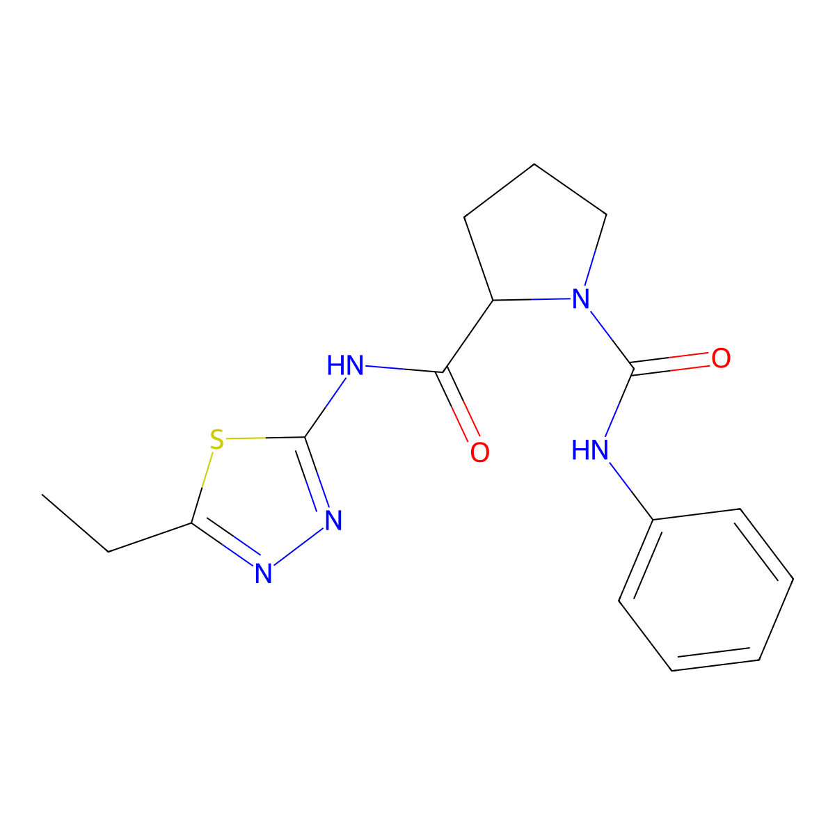 N~2~-(5-ethyl-1,3,4-thiadiazol-2-yl)-N~1~-phenylpyrrolidine-1,2-dicarboxamide molecular structure, CAS 1025062-68-3
