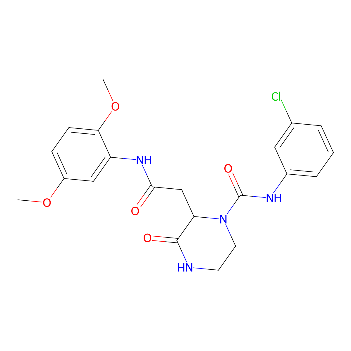 N-(3-chlorophenyl)-2-{2-[(2,5-dimethoxyphenyl)amino]-2-oxoethyl}-3-oxopiperazine-1-carboxamide molecular structure, CAS 1025062-94-5