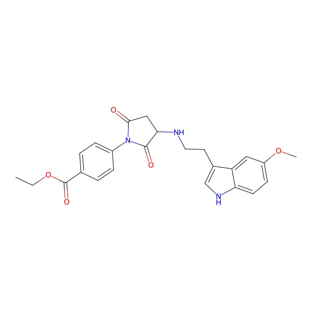 ethyl 4-(3-{[2-(5-methoxy-1H-indol-3-yl)ethyl]amino}-2,5-dioxopyrrolidin-1-yl)benzoate molecular structure, CAS 1025063-02-8
