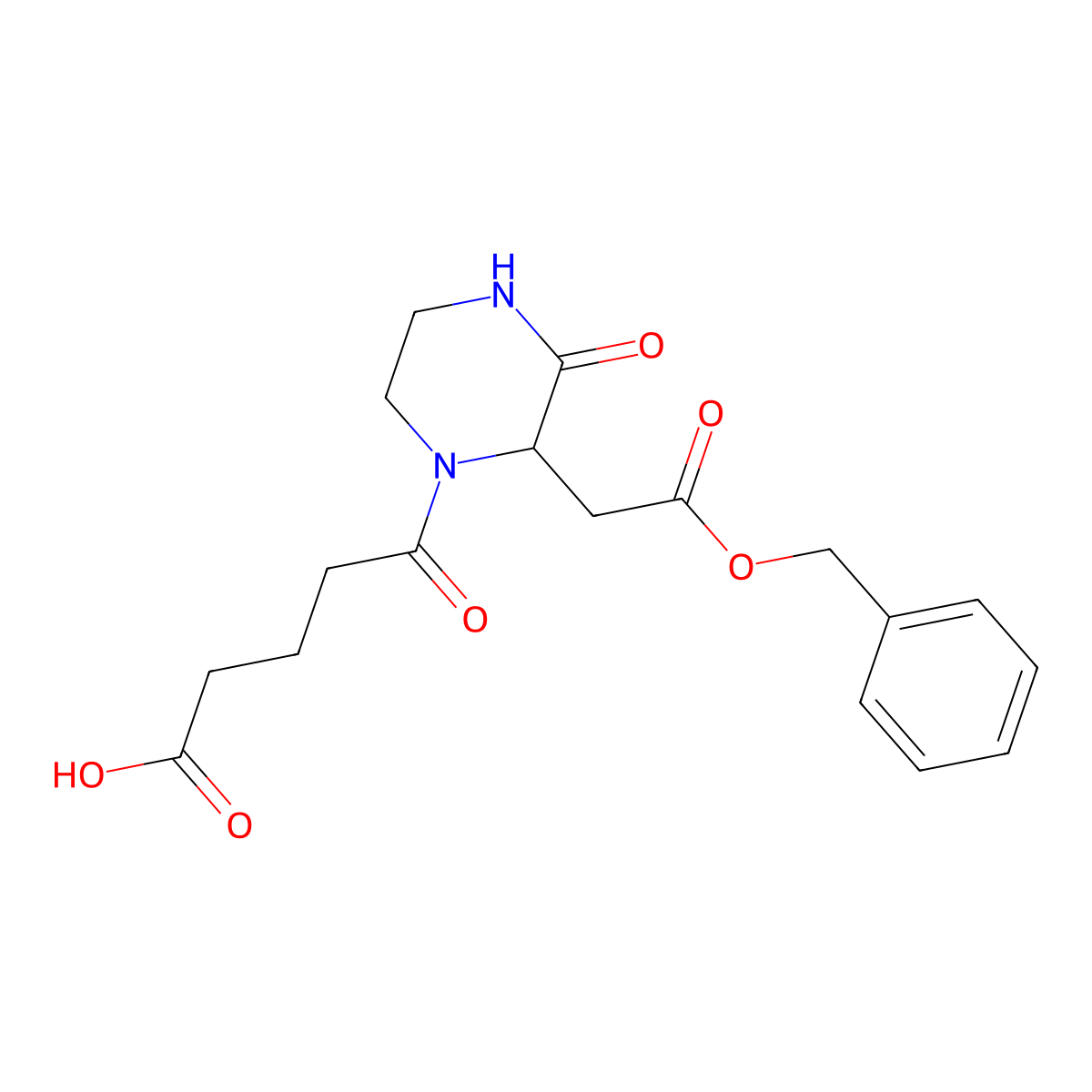 5-{2-[2-(Benzyloxy)-2-oxoethyl]-3-oxo-1-piperazinyl}-5-oxopentanoic acid molecular structure, CAS 1025063-23-3