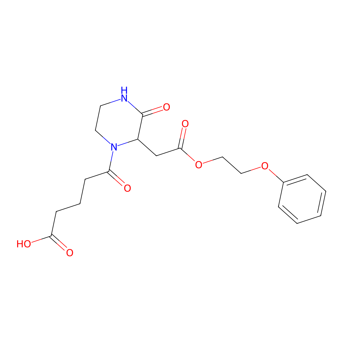 5-Oxo-5-{3-oxo-2-[2-oxo-2-(2-phenoxyethoxy)ethyl]-1-piperazinyl}pentanoic acid molecular structure, CAS 1025063-24-4