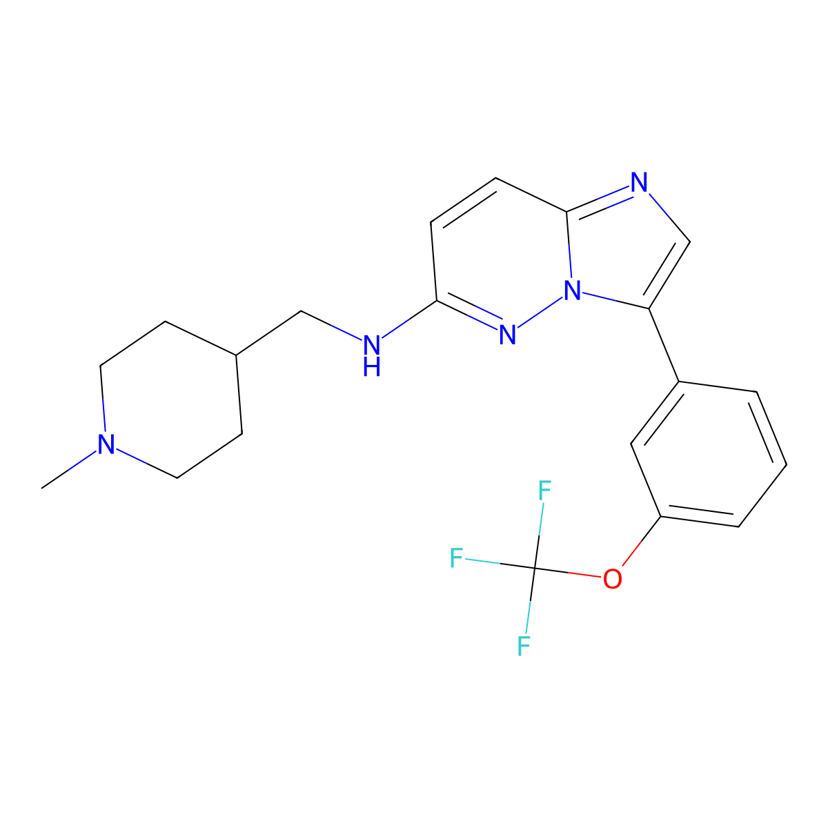 N-[(1-methylpiperidin-4-yl)methyl]-3-[3-(trifluoromethoxy)phenyl]imidazo[1,2-b]pyridazin-6-amine molecular structure, CAS 1025065-69-3
