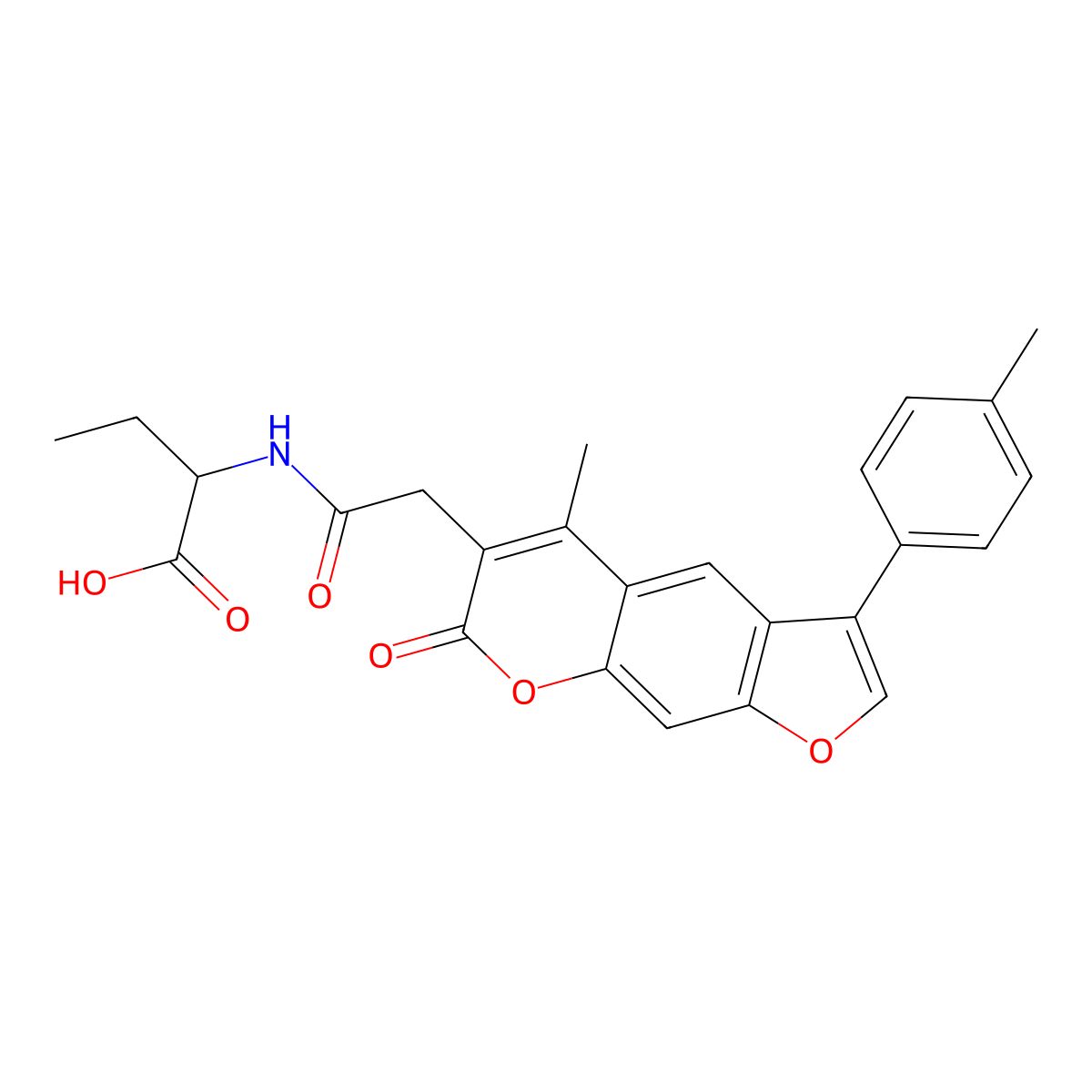 2-({[5-methyl-3-(4-methylphenyl)-7-oxo-7H-furo[3,2-g]chromen-6-yl]acetyl}amino)butanoic acid molecular structure, CAS 1025066-06-1