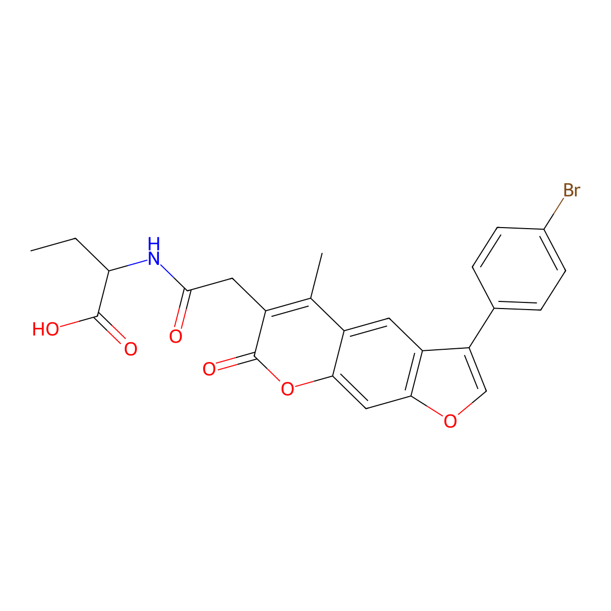 2-({[3-(4-bromophenyl)-5-methyl-7-oxo-7H-furo[3,2-g]chromen-6-yl]acetyl}amino)butanoic acid molecular structure, CAS 1025067-48-4