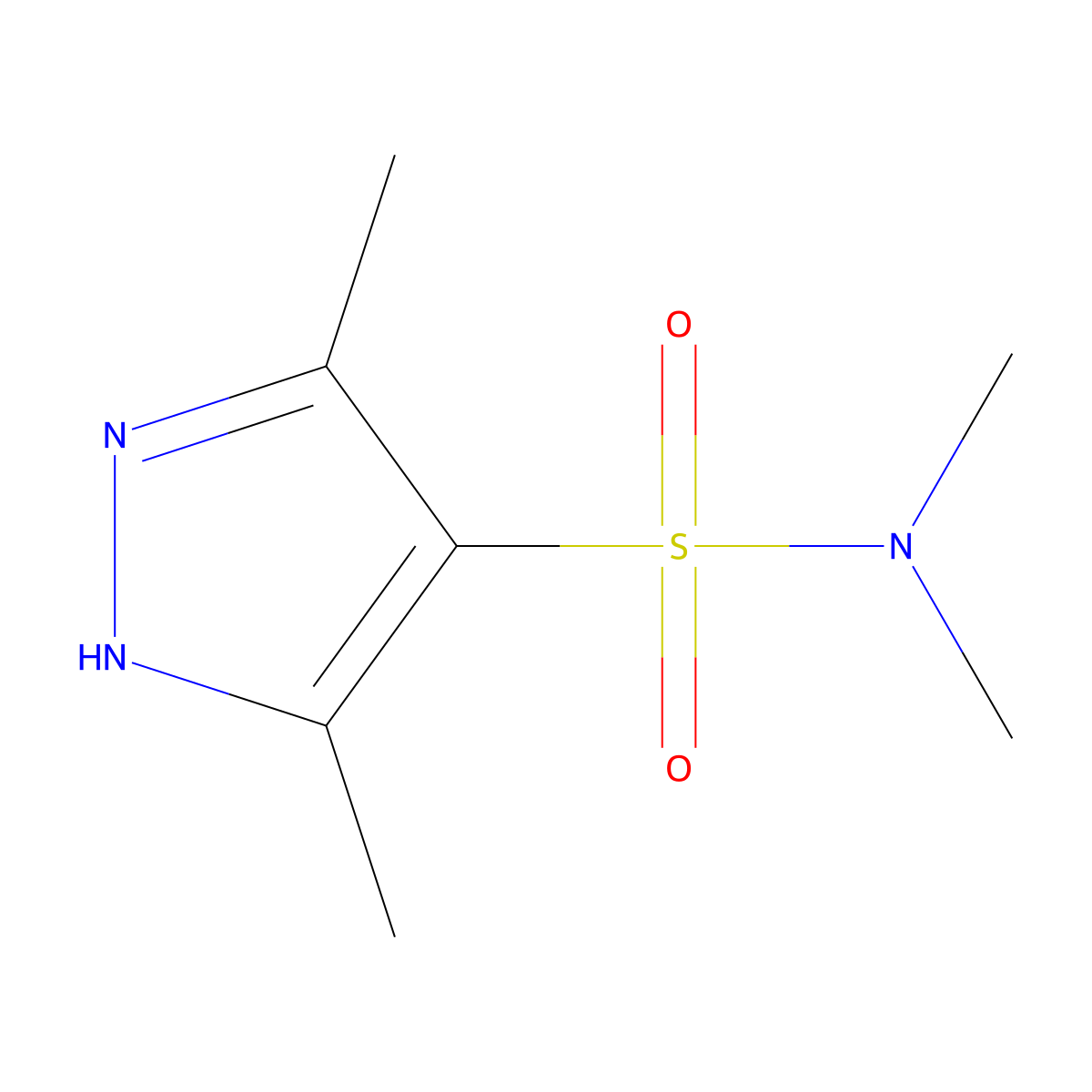 N,N,3,5-tetramethyl-1H-pyrazole-4-sulfonamide molecular structure, CAS 1025067-61-1