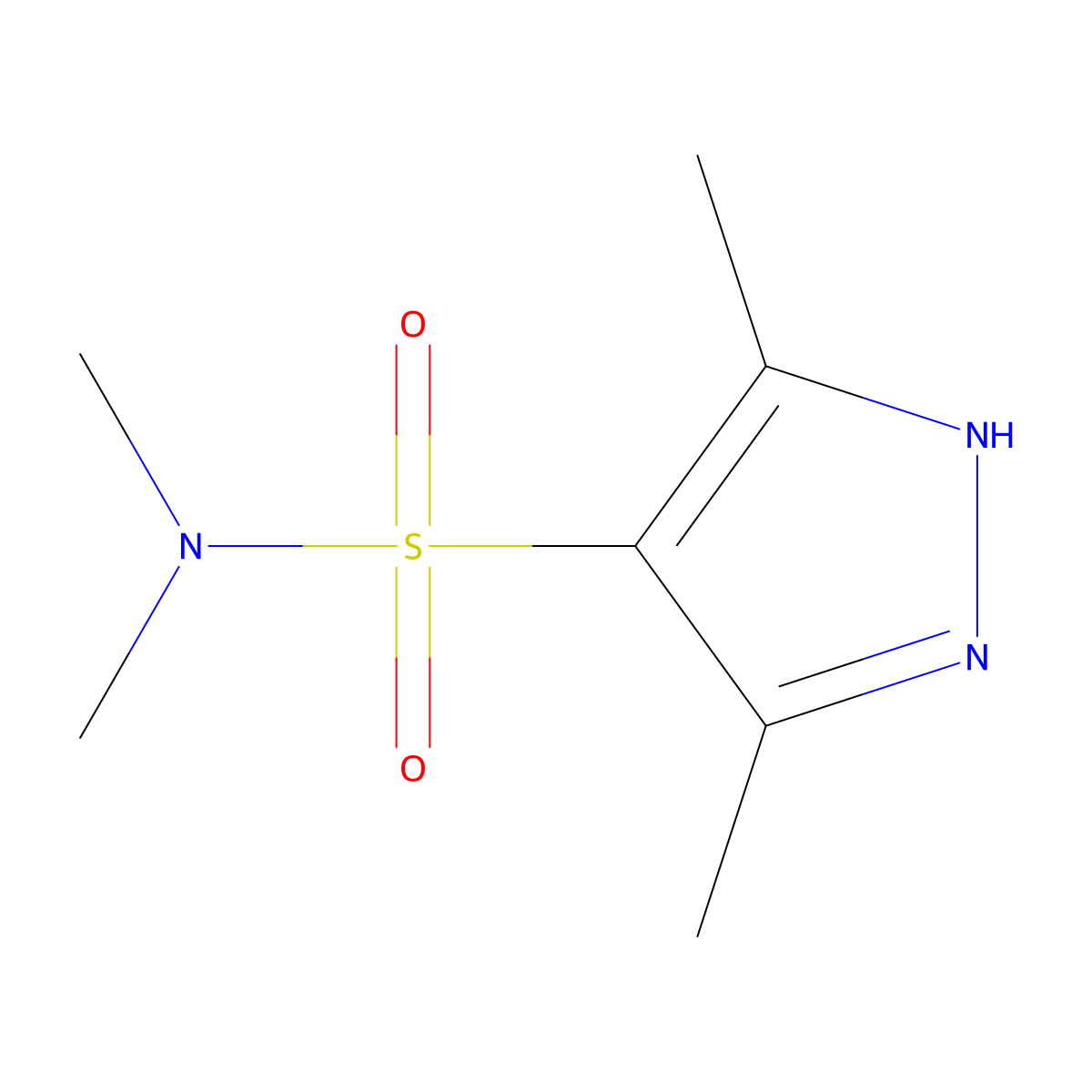 N,N,3,5-tetramethyl-1H-pyrazole-4-sulfonamide molecular structure, CAS 1025067-61-1