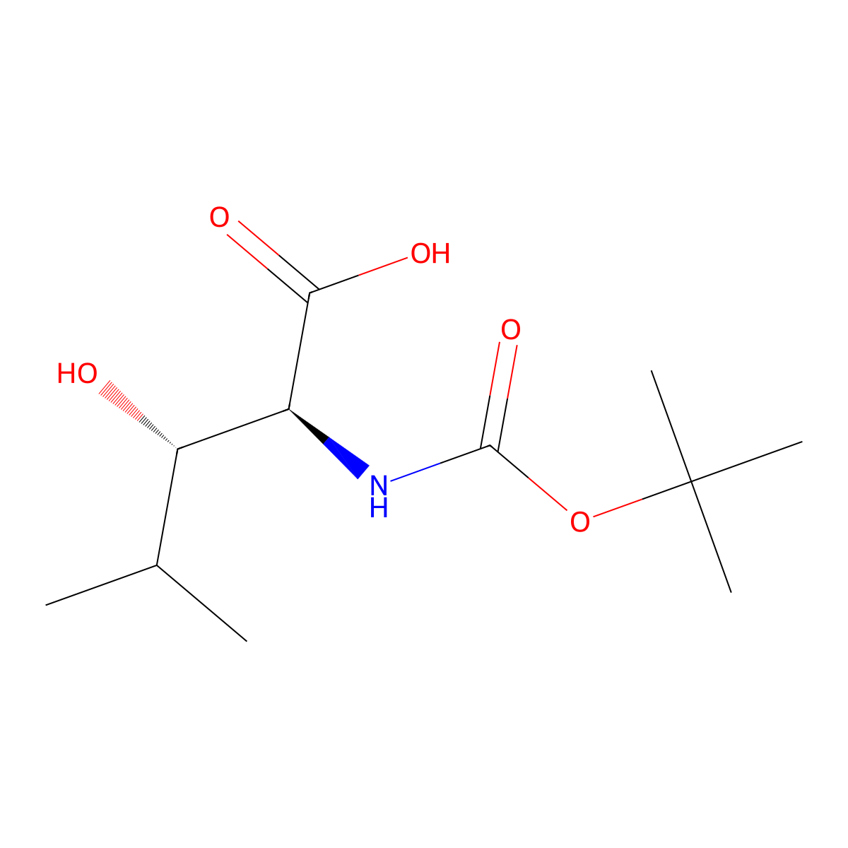 (2S,3S)-2-((Tert-butoxycarbonyl)amino)-3-hydroxy-4-methylpentanoic acid molecular structure, CAS 102507-16-4