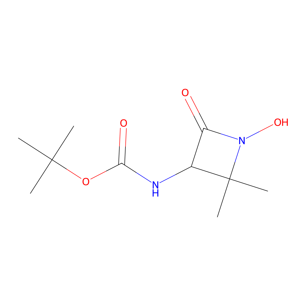 (S)-tert-Butyl (1-hydroxy-2,2-dimethyl-4-oxoazetidin-3-yl)carbamate molecular structure, CAS 102507-31-3