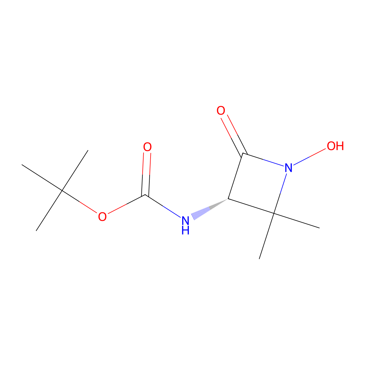 (S)-tert-Butyl (1-hydroxy-2,2-dimethyl-4-oxoazetidin-3-yl)carbamate molecular structure, CAS 102507-31-3