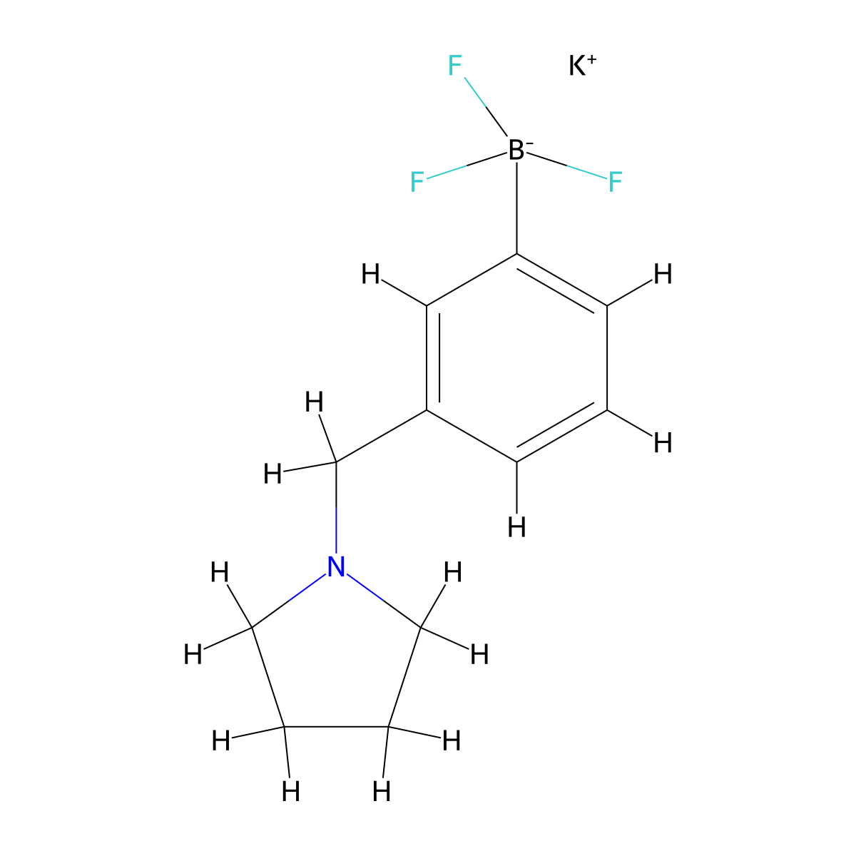 Potassium trifluoro({3-[(pyrrolidin-1-yl)methyl]phenyl})boranuide molecular structure, CAS 1025113-71-6