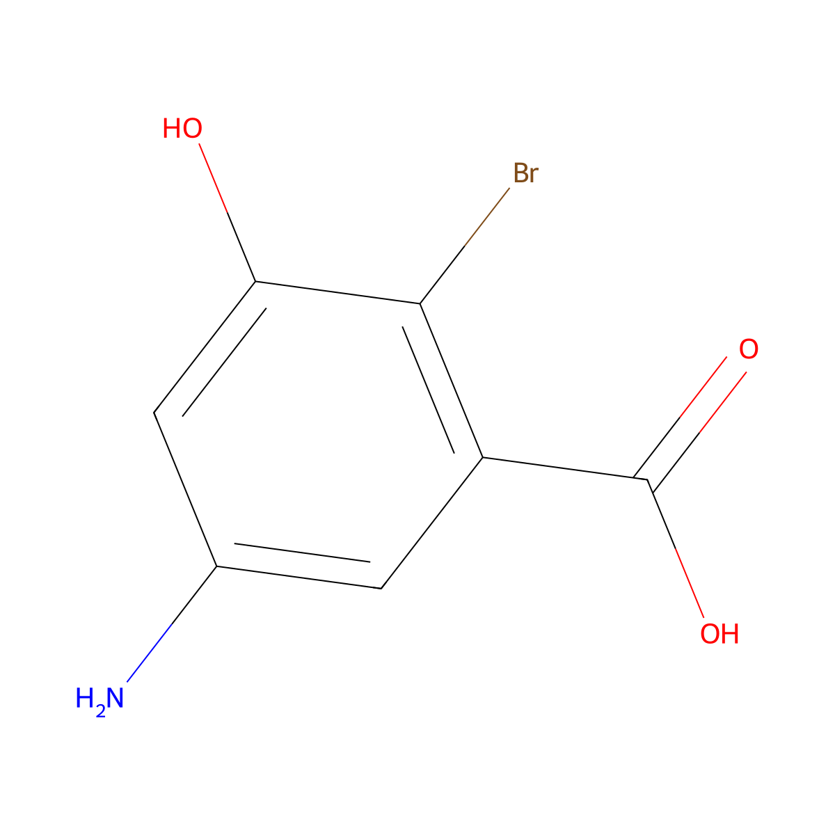 5-Amino-2-bromo-3-hydroxybenzoic acid molecular structure, CAS 1025127-27-8