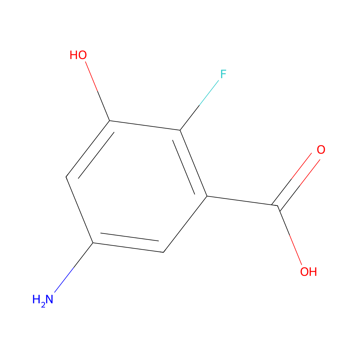 5-Amino-2-fluoro-3-hydroxybenzoic acid molecular structure, CAS 1025127-32-5