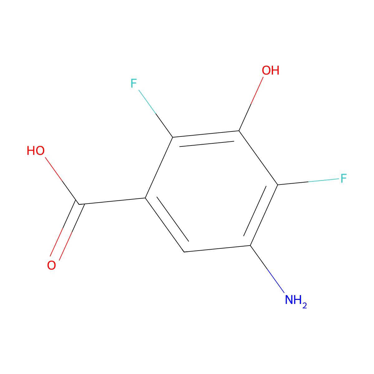 5-Amino-2,4-difluoro-3-hydroxybenzoic acid molecular structure, CAS 1025127-35-8
