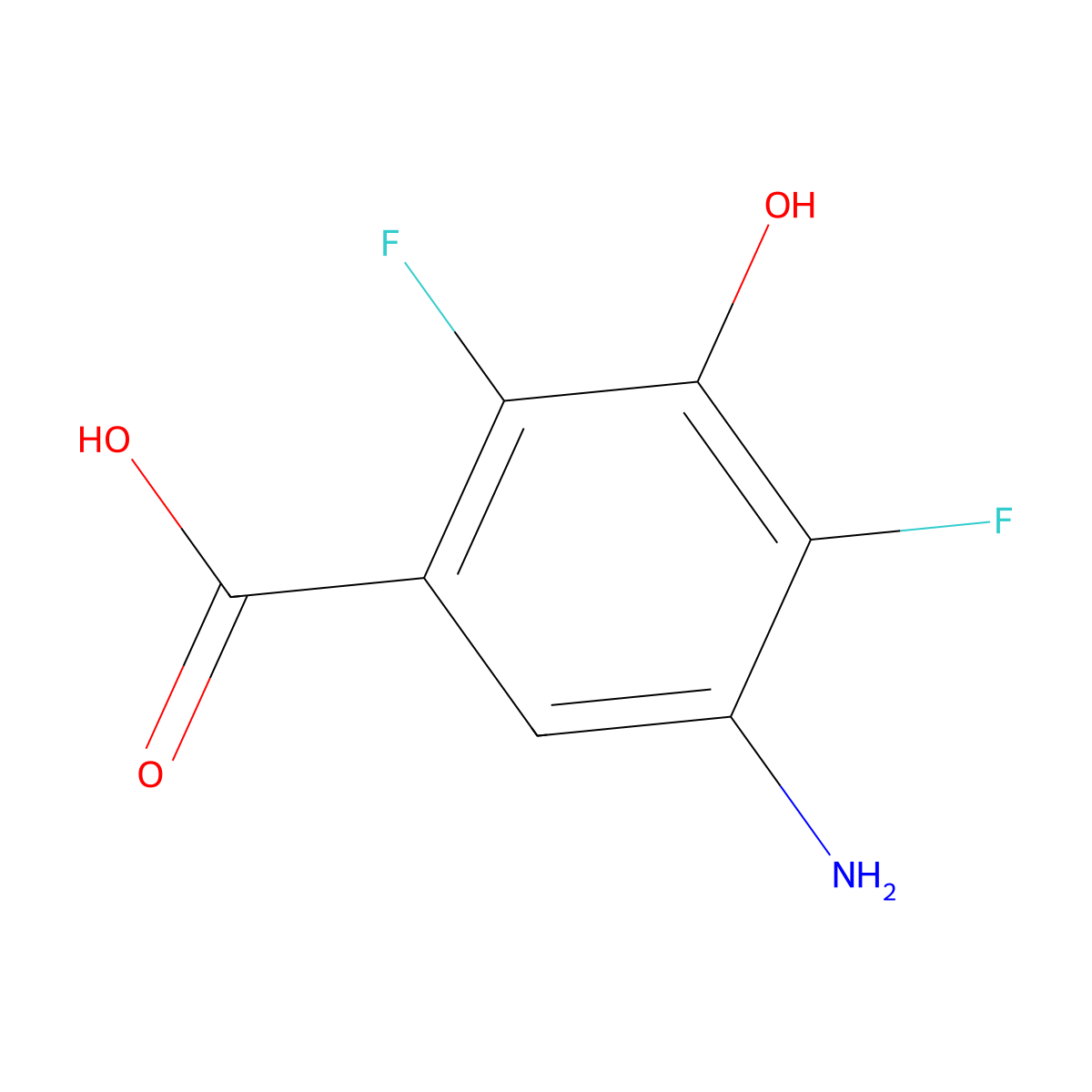 5-Amino-2,4-difluoro-3-hydroxybenzoic acid molecular structure, CAS 1025127-35-8