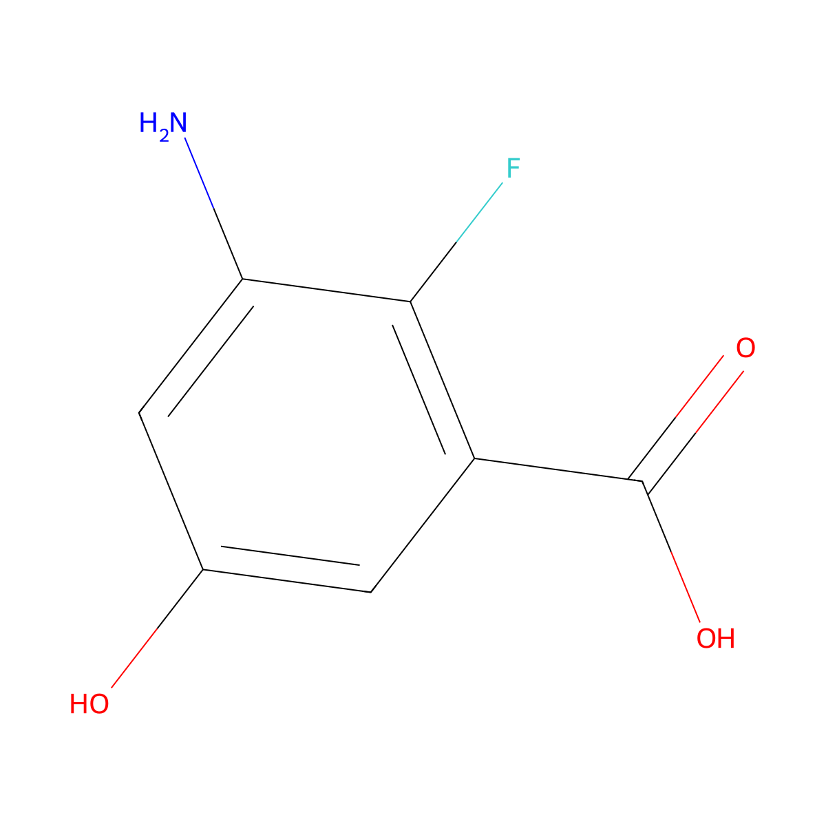 3-Amino-2-fluoro-5-hydroxybenzoic acid molecular structure, CAS 1025127-39-2