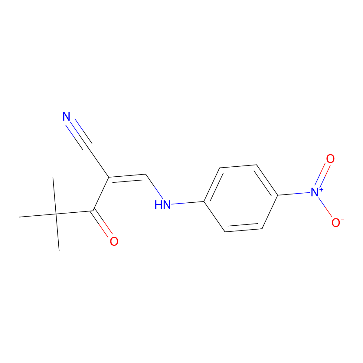 4,4-Dimethyl-2-[(4-nitroanilino)methylidene]-3-oxopentanenitrile molecular structure, CAS 1025129-85-4