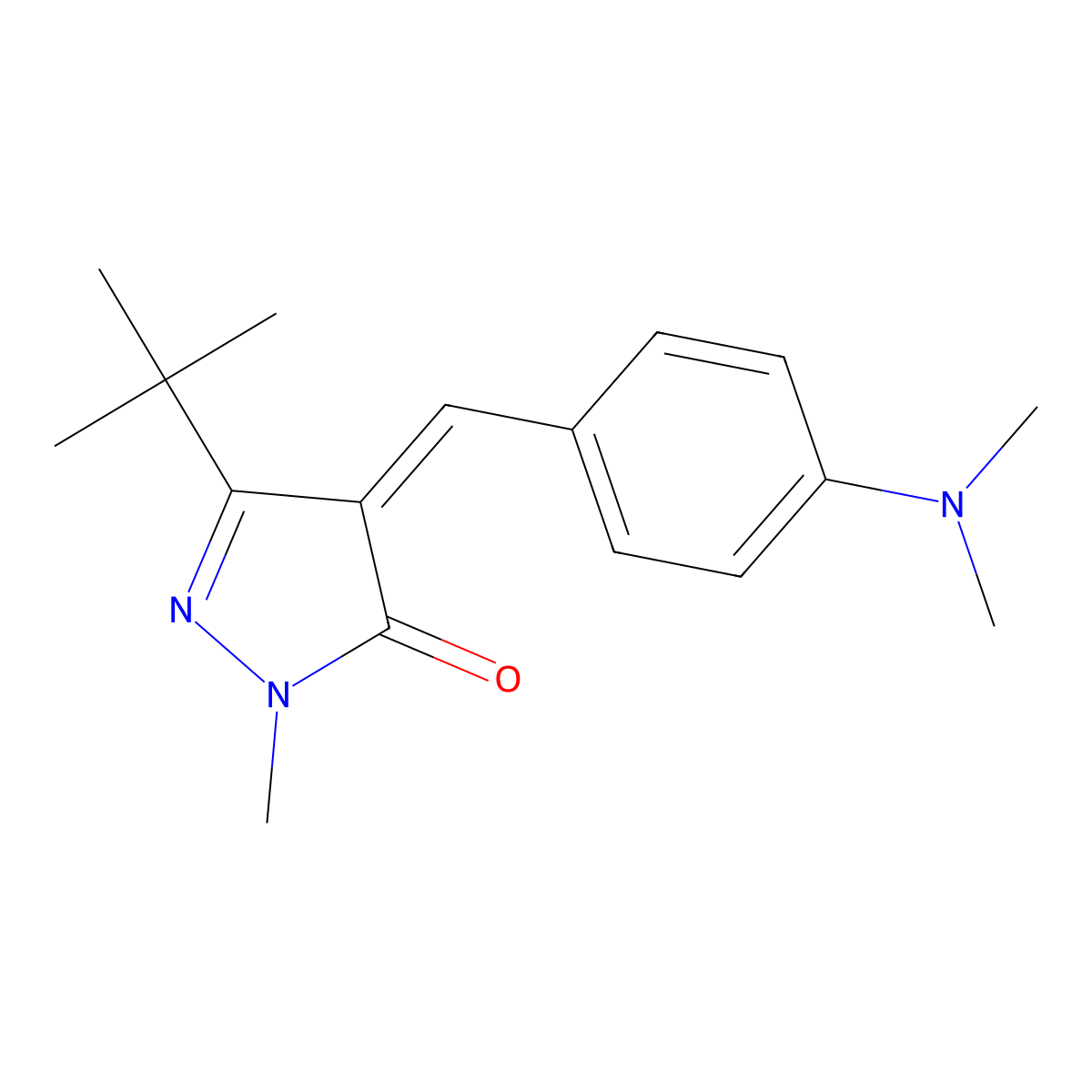 4-((4-(Dimethylamino)phenyl)methylene)-3-(tert-butyl)-1-methyl-2-pyrazolin-5-one molecular structure, CAS 1025130-26-0