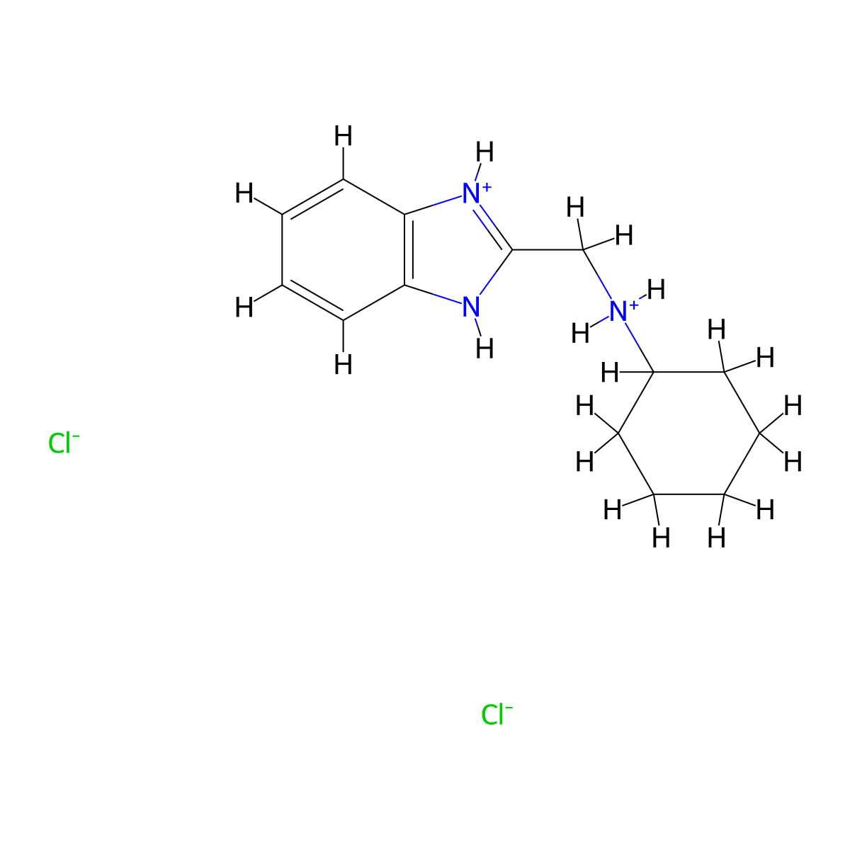 Benzimidazole, 2-((cyclohexylamino)methyl)-, dihydrochloride molecular structure, CAS 102516-92-7