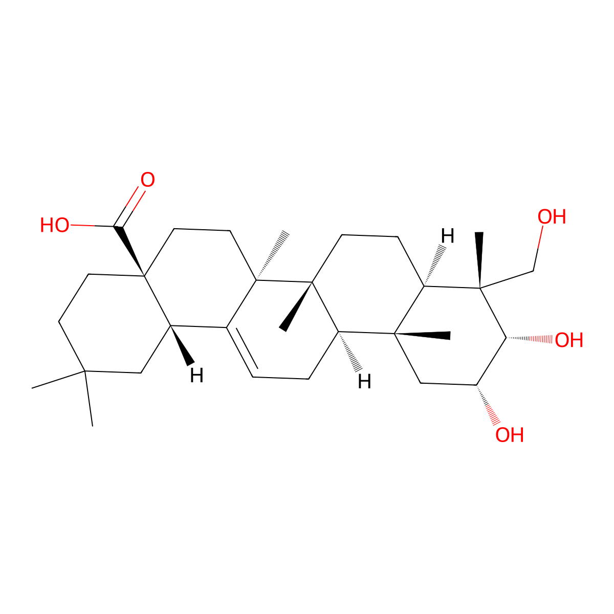 2alpha,3alpha,23-Trihydroxyolean-12-en-28-oic acid molecular structure, CAS 102519-34-6