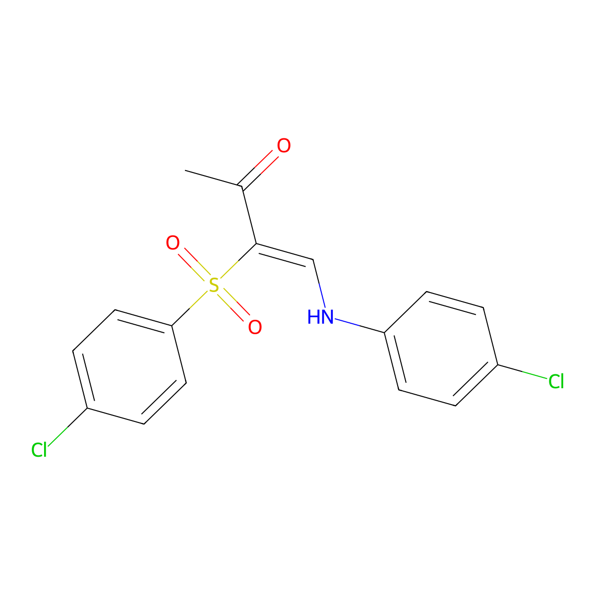 4-((4-Chlorophenyl)amino)-3-((4-chlorophenyl)sulfonyl)but-3-EN-2-one molecular structure, CAS 1025195-40-7